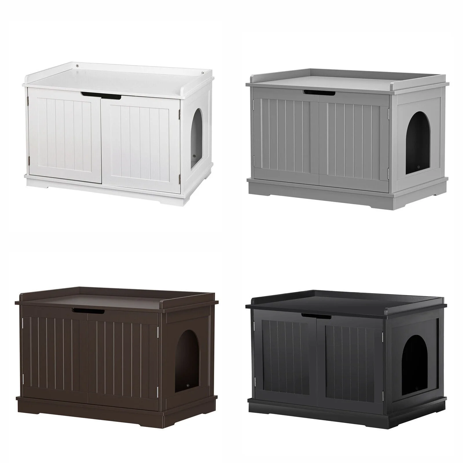 

US Cat Litter Box Enclosure Hidden Furniture Wooden Cabinet Cat Washroom House