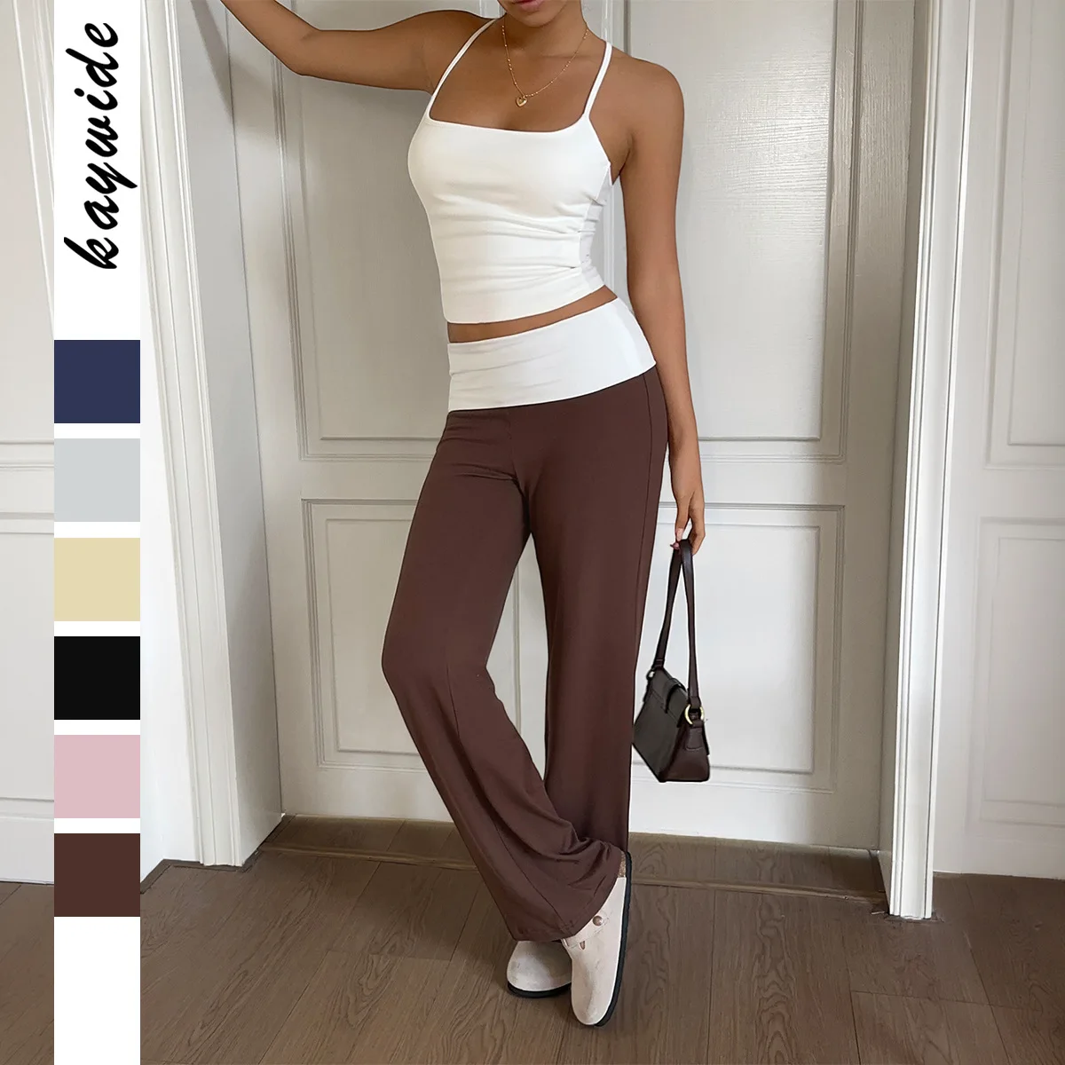 

2026 New Sports Color Matching Slim Straight Yoga Long Pants