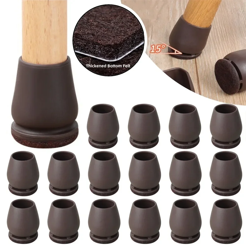 

8/16PCS Chair Leg Protector TPE Diagonal Leg Table and Chair Floor Protection with Felt Furniture Leg Cover Furniture Sliders
