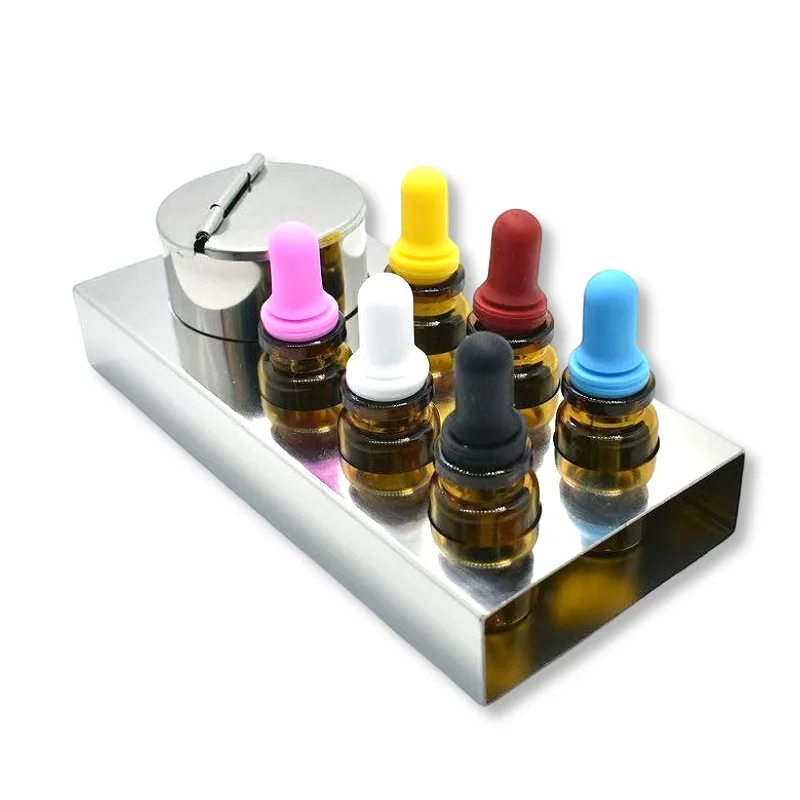 Dental Glass Dropper Bottle Set with Stainless Steel Base Colored Medicine Droppers & Cotton Jar Dental Clinic Supplies - view 6