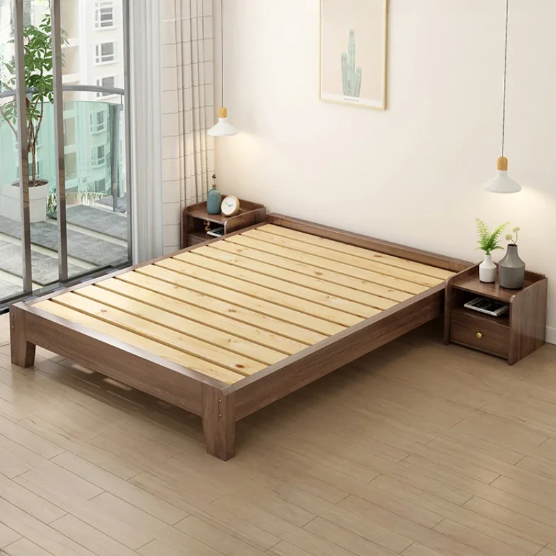 Nordic Modular Aesthetic Bed Frames King Size Cheap Cute Modern Queen Double Bed Frames Wood Camas Matrimonial Bedroom Furniture