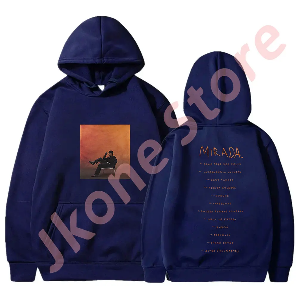 Moletons masculinos e femininos com capuz, moletom com capa de álbum Mirada Tour Merch, moletons casuais de manga longa, Valentino, 2024