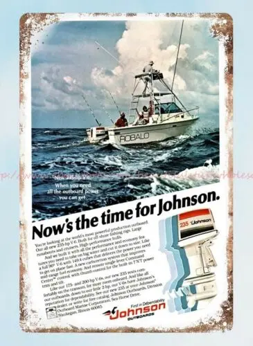 western decor 1978 JOHNSON boating outboard motor Boat Engine metal tin sign