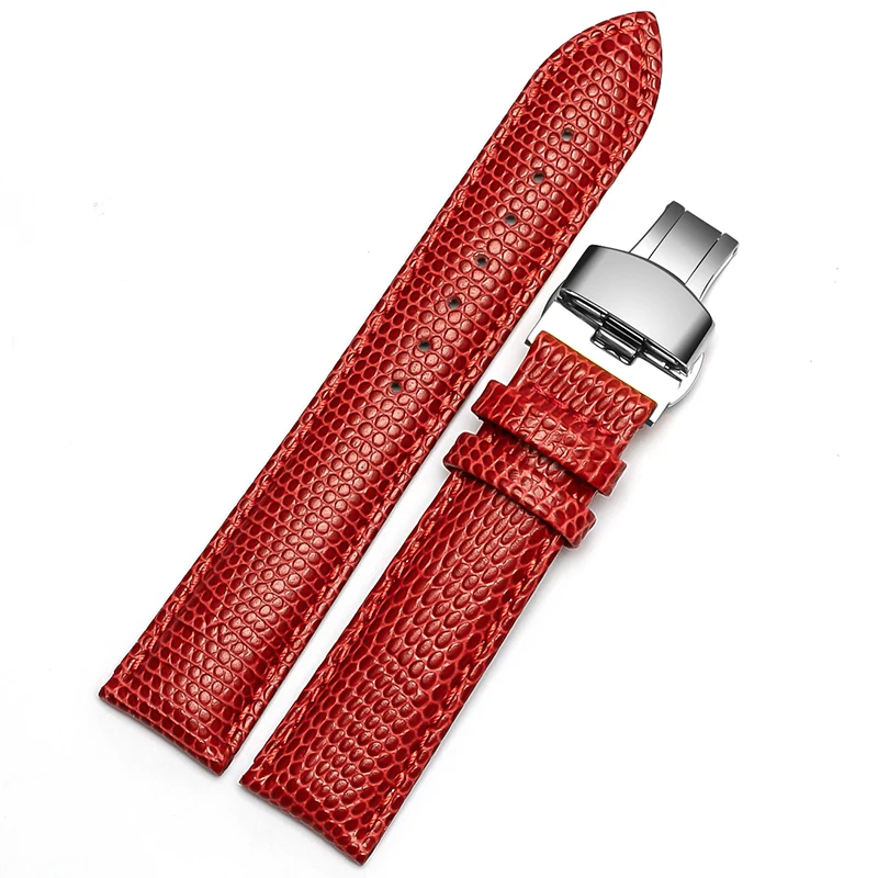 Lizard texture Leather Watch Strap12mm 14mm 16mm 18mm 20mm  Watchband For Men's Watch Accessories Solid Buckle black brown red