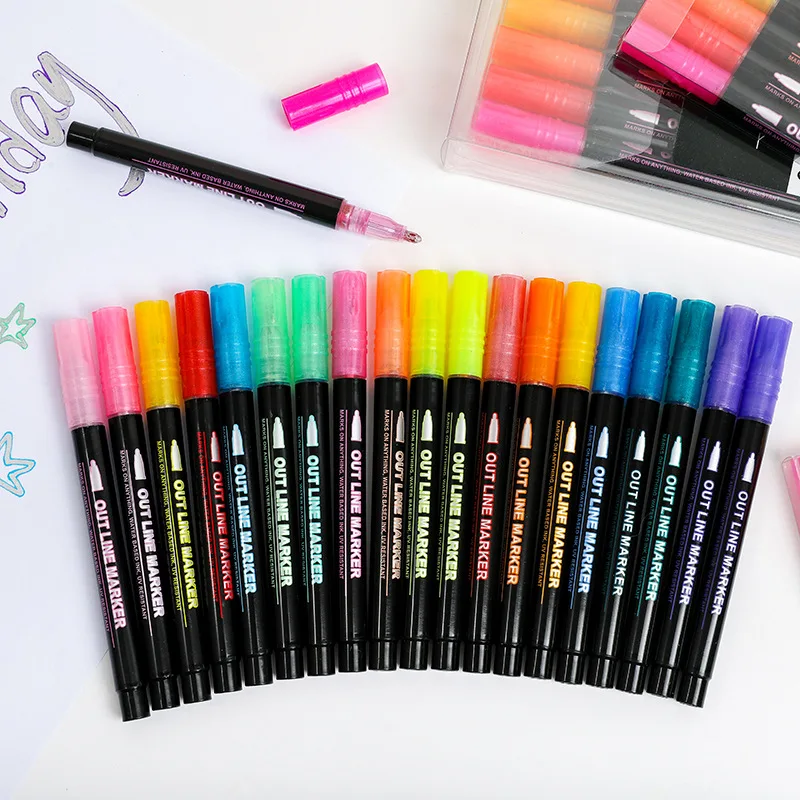 

Double-Headed Metal Marker Pen for Students DIY Graffiti Color Paint Signature Hand Account Art Painting Tool