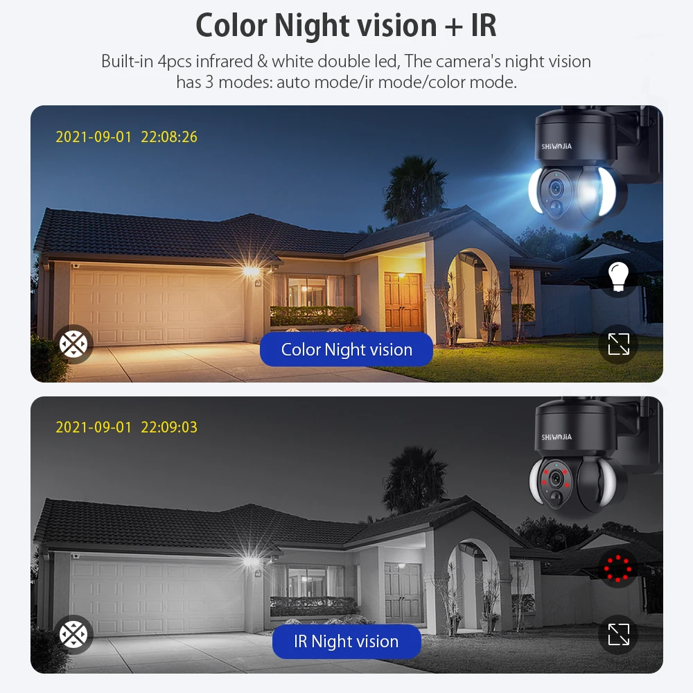 SHIWOJIA Solar Camera 4G SIM /Wifi 4MP HD Wireless Security Protection AI Human Detect Outdoor Solar Power Built-in Battery CCTV