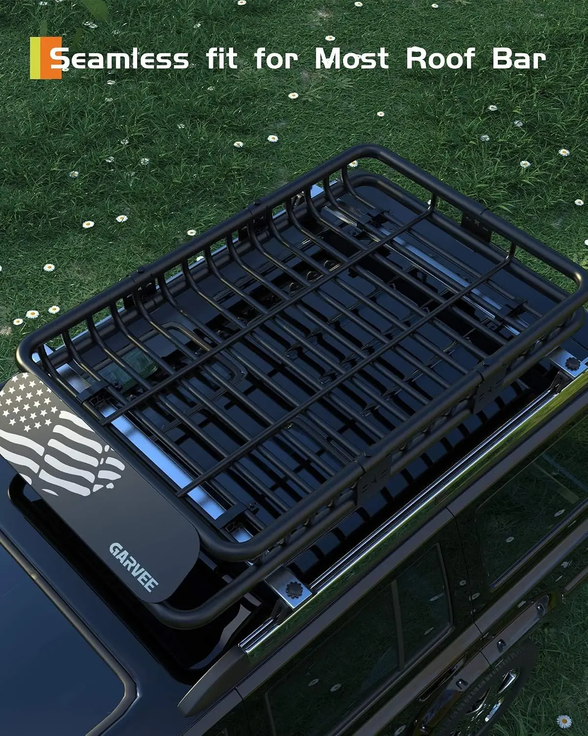 Tacleekii Global Roof Rack Basket 200 lbs Capacity Rooftop Cargo Carrier with 21 Cu Ft Waterproof Bag for SUVs Trucks, Three-Section Design, High-End PU Cover, 51