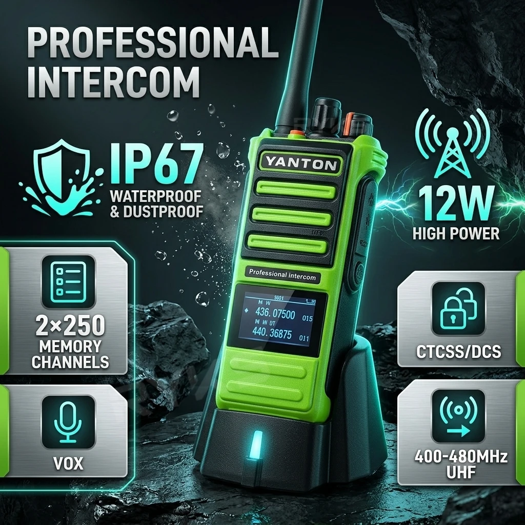 12W Walkie Talkie Ip67 Waterproof Ham Radio Uhf 400 - 480Mhz Vox 2×250 Channels 15Km Long Range For Firefighting And Rescue Fire