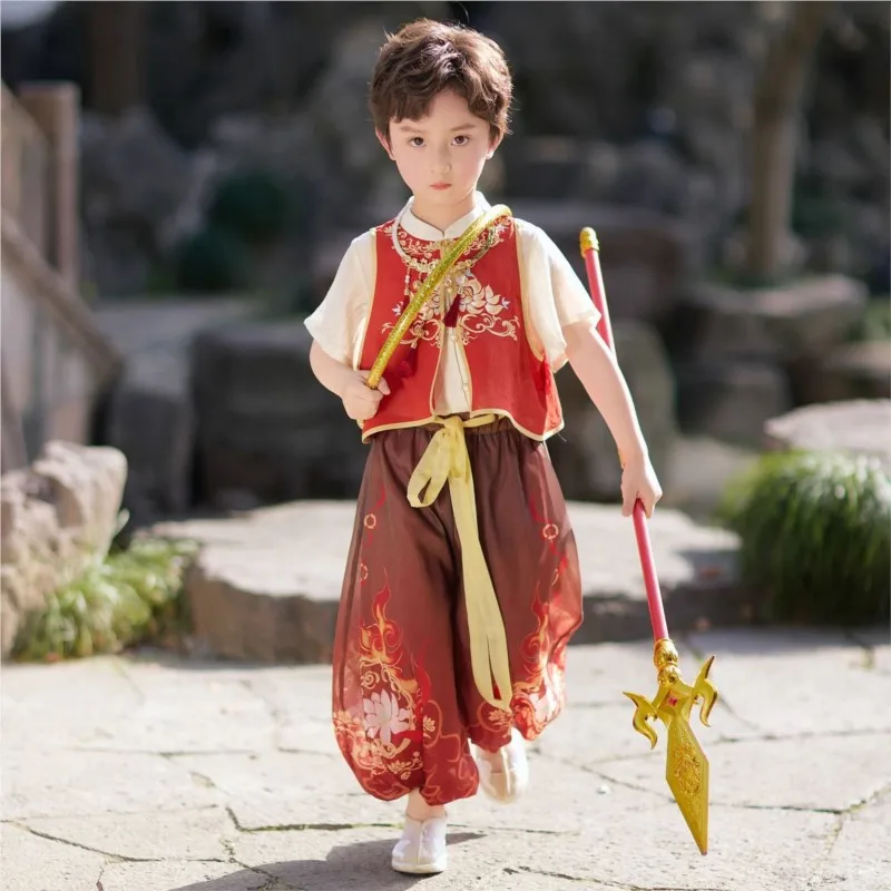 2026 Children's Hanfu Costume Set Creative Chinese Girls' Spring Ancient Costume Performance Kids' Top Pant Clothing Set LJ711