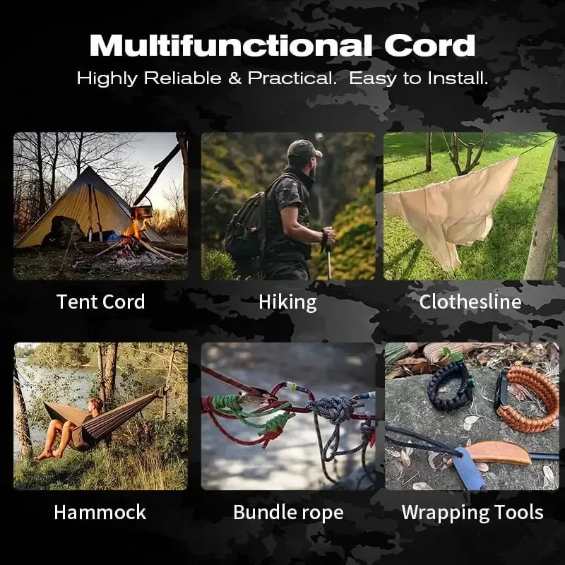 العسكرية 550 حبل باراكورد 100 متر 50 متر 31 متر 7 ستراند 4 مللي متر المظلة الحبل في الهواء الطلق التخييم بقاء والعتاد سوار ذاتي الصنع خيمة خط