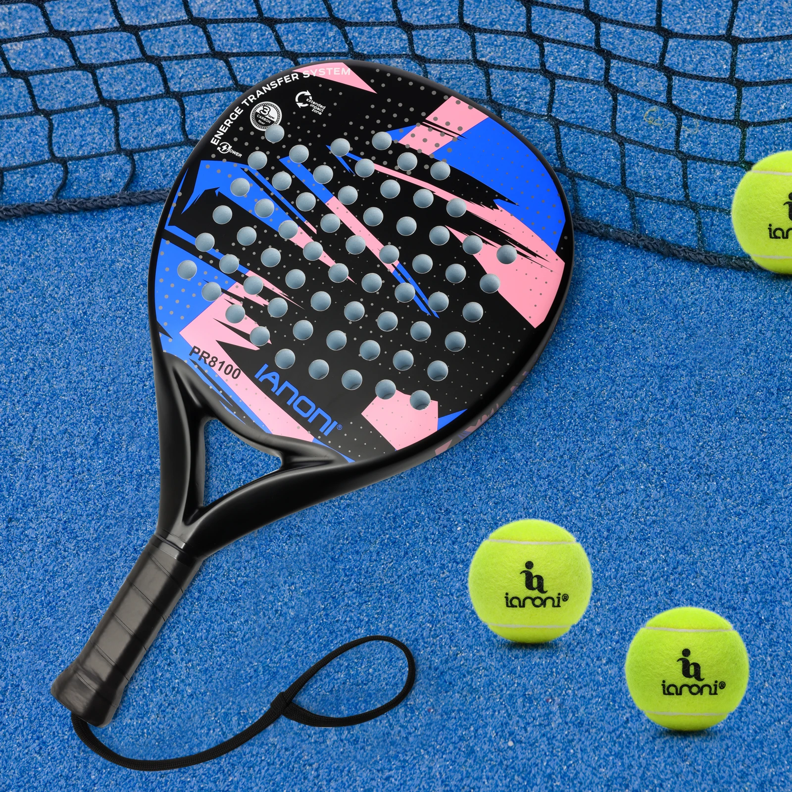 IANONI Padel Racket Carbon Fiber Surface with EVA Memory Flex Foam Core Padel Tennis Racquets Lightweight