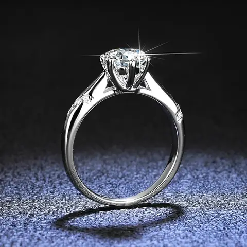 자세히 둘러보기 여성을위한 플래티넘 PT950 Moissanite 다이아몬드 반지 결혼 제안 반지 심령 여섯 발톱 보석 멀티 사이즈 사용 가능