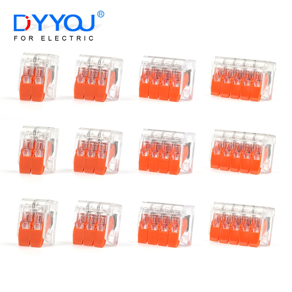 30PCS Orange Combination Cable Connector Fast Compact Cable Electrical Clamp Kit Connector Terminal 1 In And Out Wire Connector