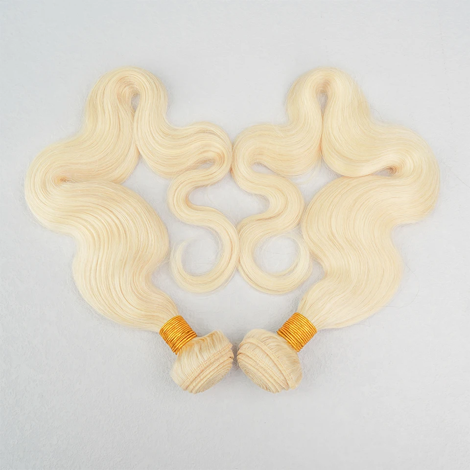 Tissage en Lot Brésilien 100% Naturel Body Wave Blond 613 #, Extensions Capillaires Brutes, Vente en Gros, Nouveau