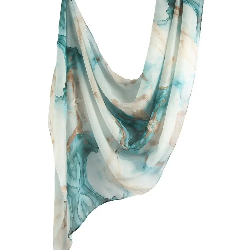 Fashion Watercolor Series Shawl Smooth Sunscreen Long Wraps Soft Breathable Hijabs Shawl Women