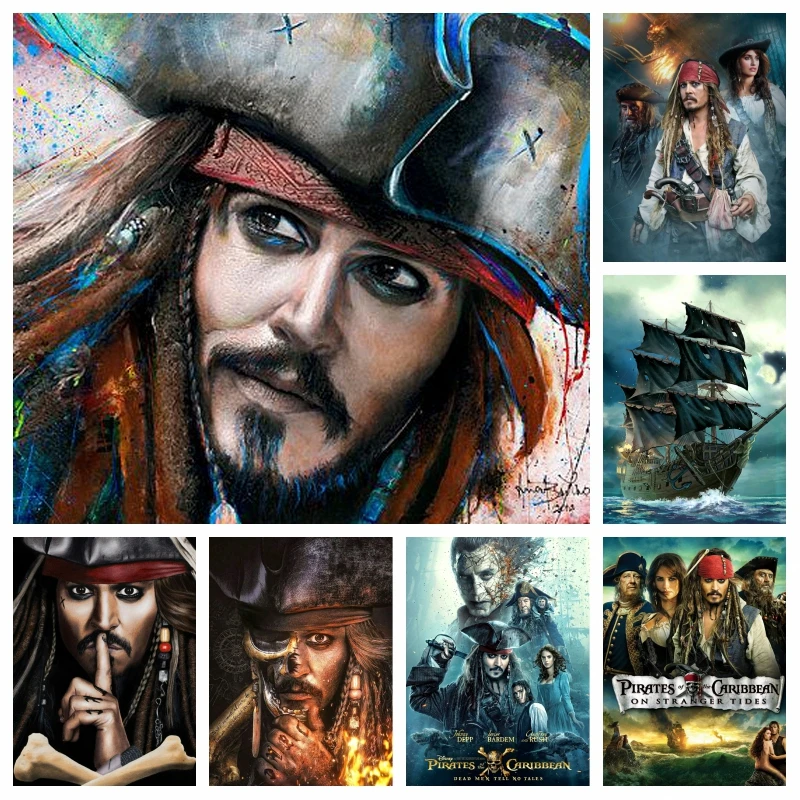 Johnny Depp Art Diamond Painting Portrait Pirates Of The Caribbean Captain Jack Sparrow Mosaic Cross Stitch Handwork Home Decor