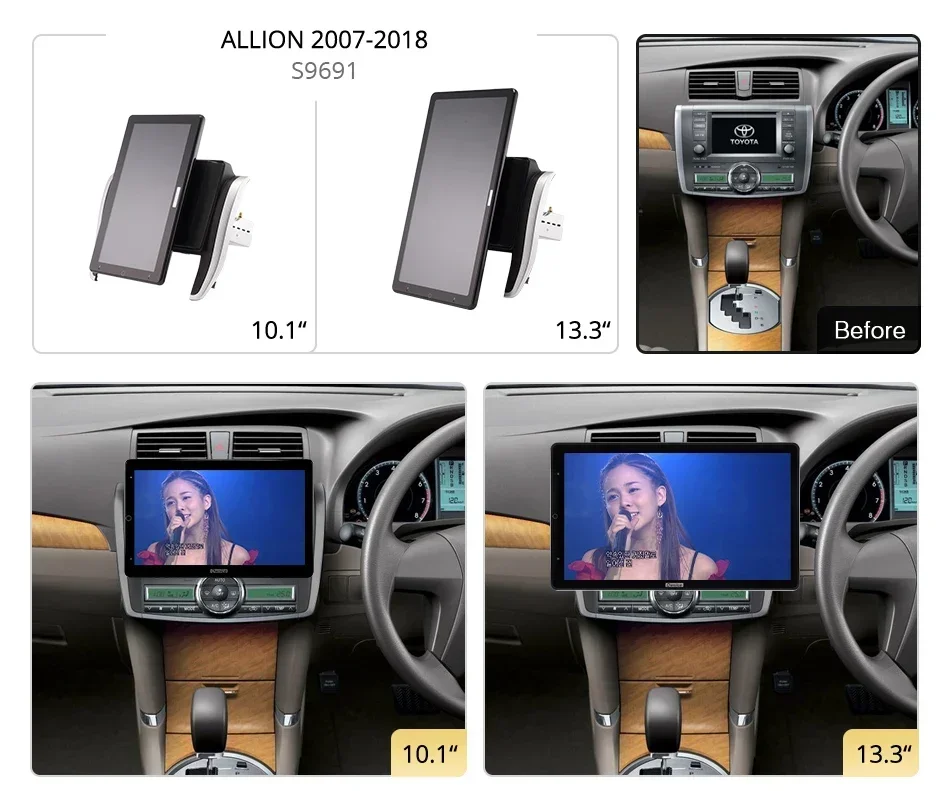 1920*1080 Nano Ownice Android10.0 for TOYOTA ALLION 2007-2018 Car Radio Video Audio 13.3'' IPS Rotatable 360 6G 128G Tesla Style