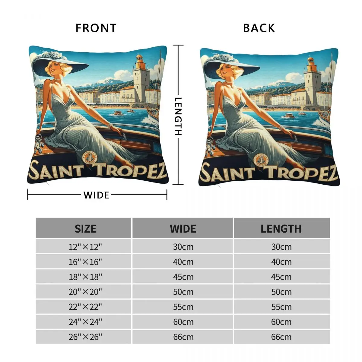 French Riviera Saint Tropez Pillowcase Polyester Linen Velvet Creative Zip Decorative Pillow Case Car Cushion Cover 18