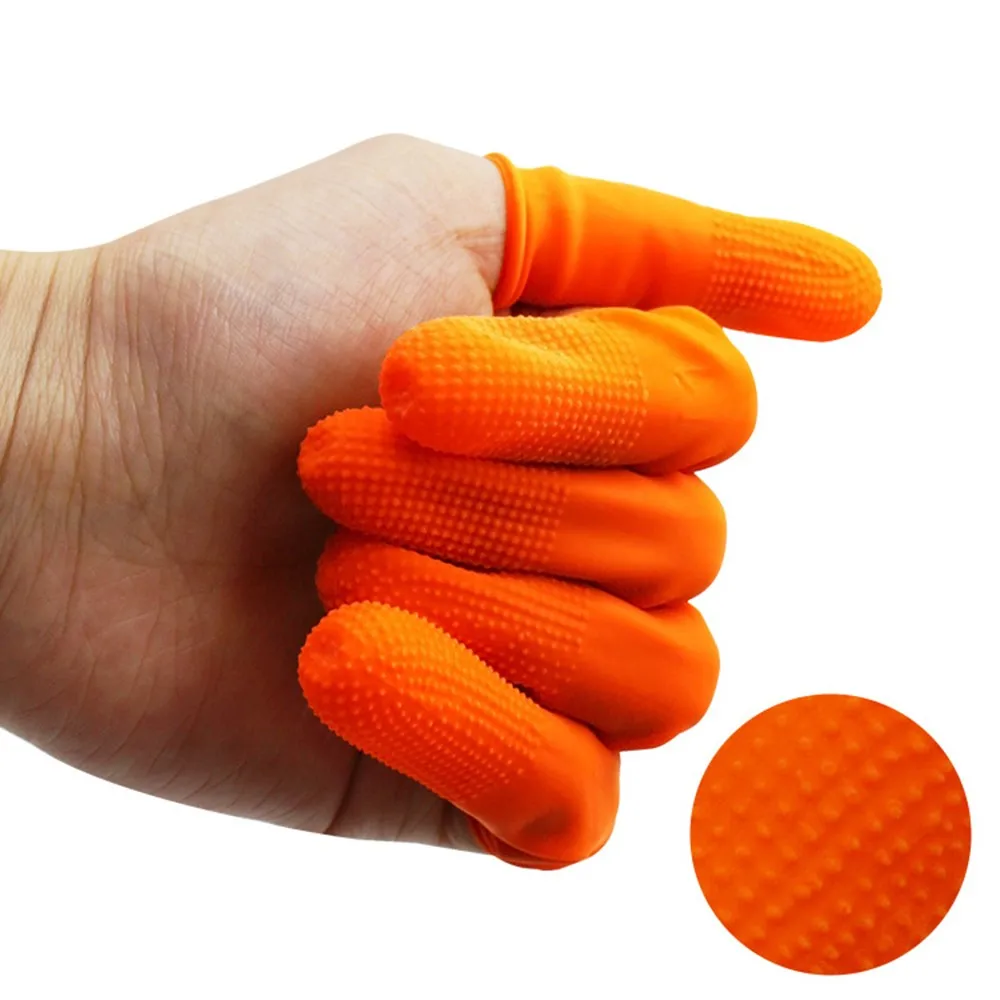 Latex Finger Cots Set Finger Cots Orange Non-Slip Finger Protection Multipurpose Wear Resistant Thickened Creative