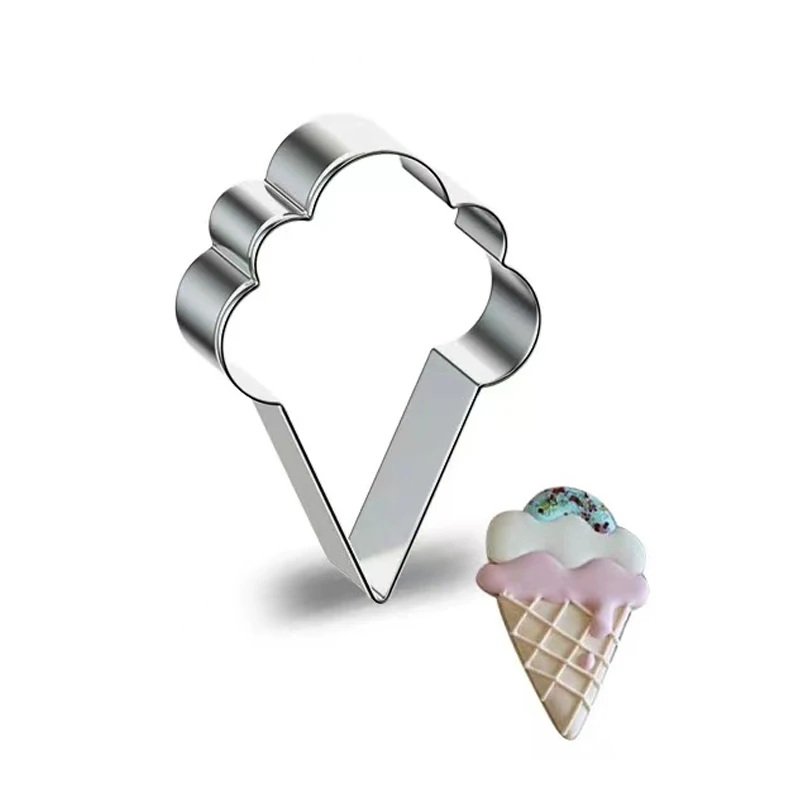 Summer Ice Cream Cookie Cutter Mould Stainless Steel Ice Cream Popsicles Shapes Biscuit Mold Fondant Pastry Decor Baking Tools