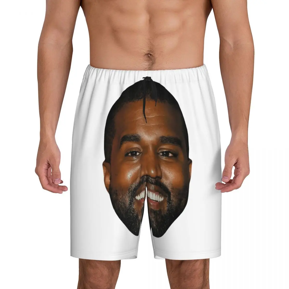 

Custom Print Funny Kanye West Meme Pajama Shorts Men's Rapper Music Producer Sleepwear Bottoms Sleep Short Pjs with Pockets