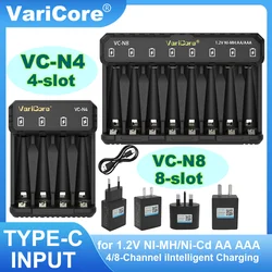 VariCore N8/N4 Smart Battery Charger for AA/AAA 1.2V Ni-MH/Cd - LED Display Independent Fast Charging with Overcharge Protection