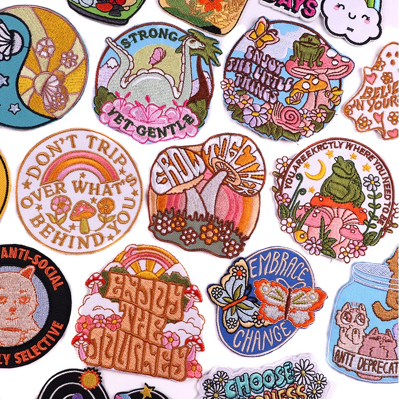 

Don't Trip Over What's Behind You Patch DIY Cartoon/Letter Embroidery Patch Iron On Patches For Clothing thermoadhesive Patches