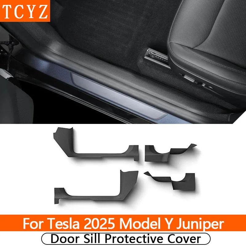 

for Tesla Model Y Juniper/Launch 2025 Door Sill Strip Guard Car Accessories Front Rear Door Threshold Anti-kick Pad Protector