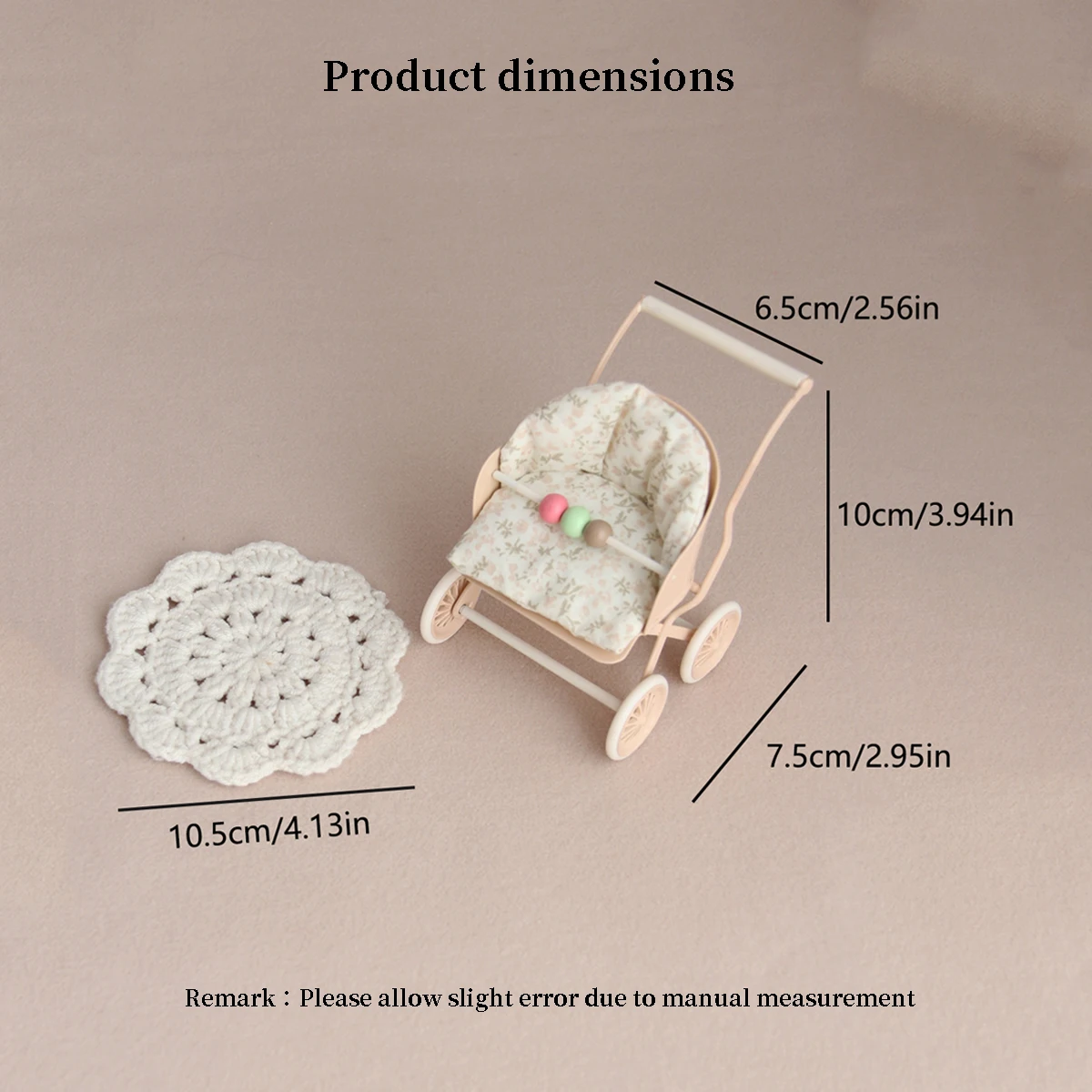 Miniature furniture 1:8-1:12 iron cart with white carpet suitable for mini house decoration