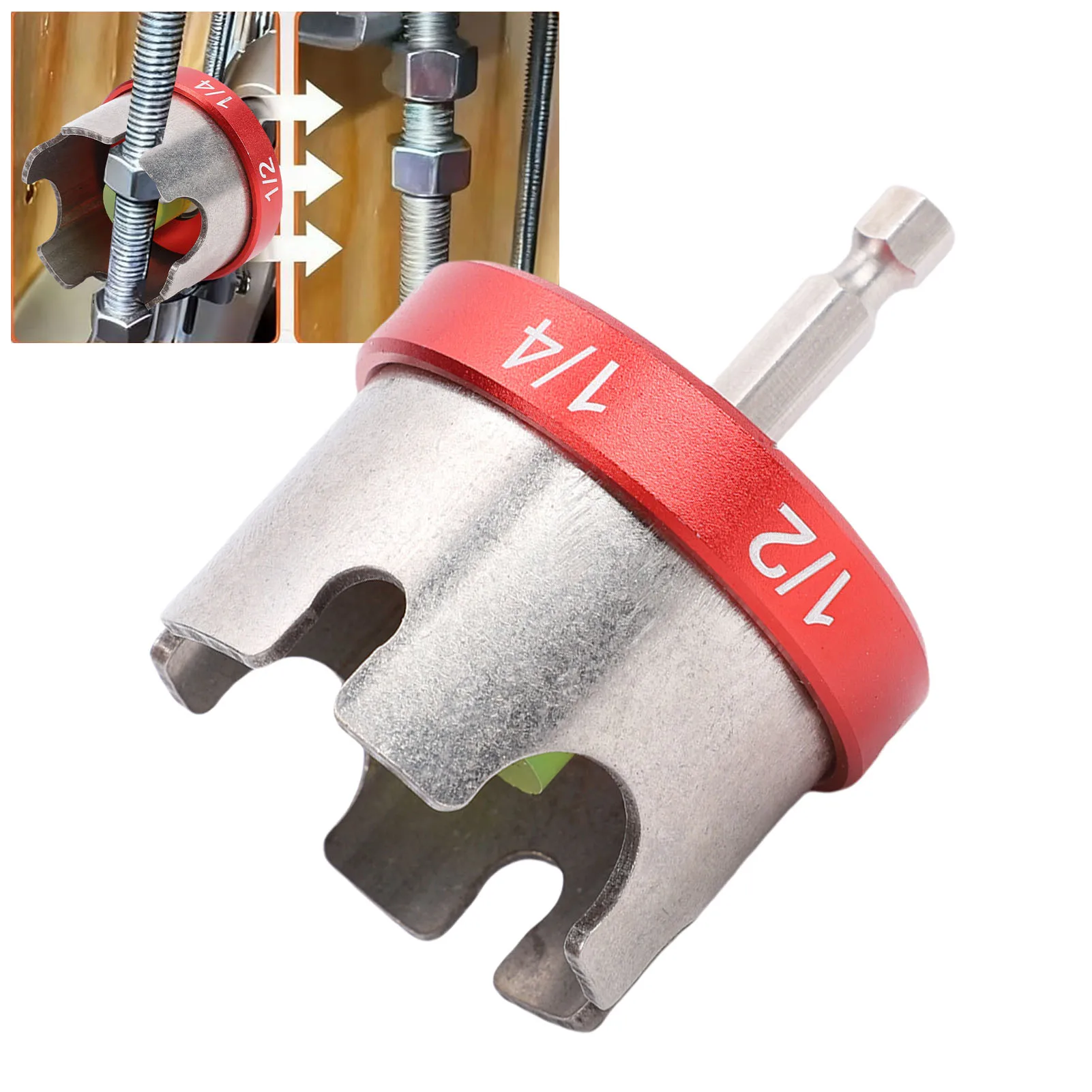 Nut Spinning Drill Attachment Hex Shank Nut Driver Extractor for 1/4 3/8 1/2 Inch Threaded Rods Fast Removal Socket Wrench Tool