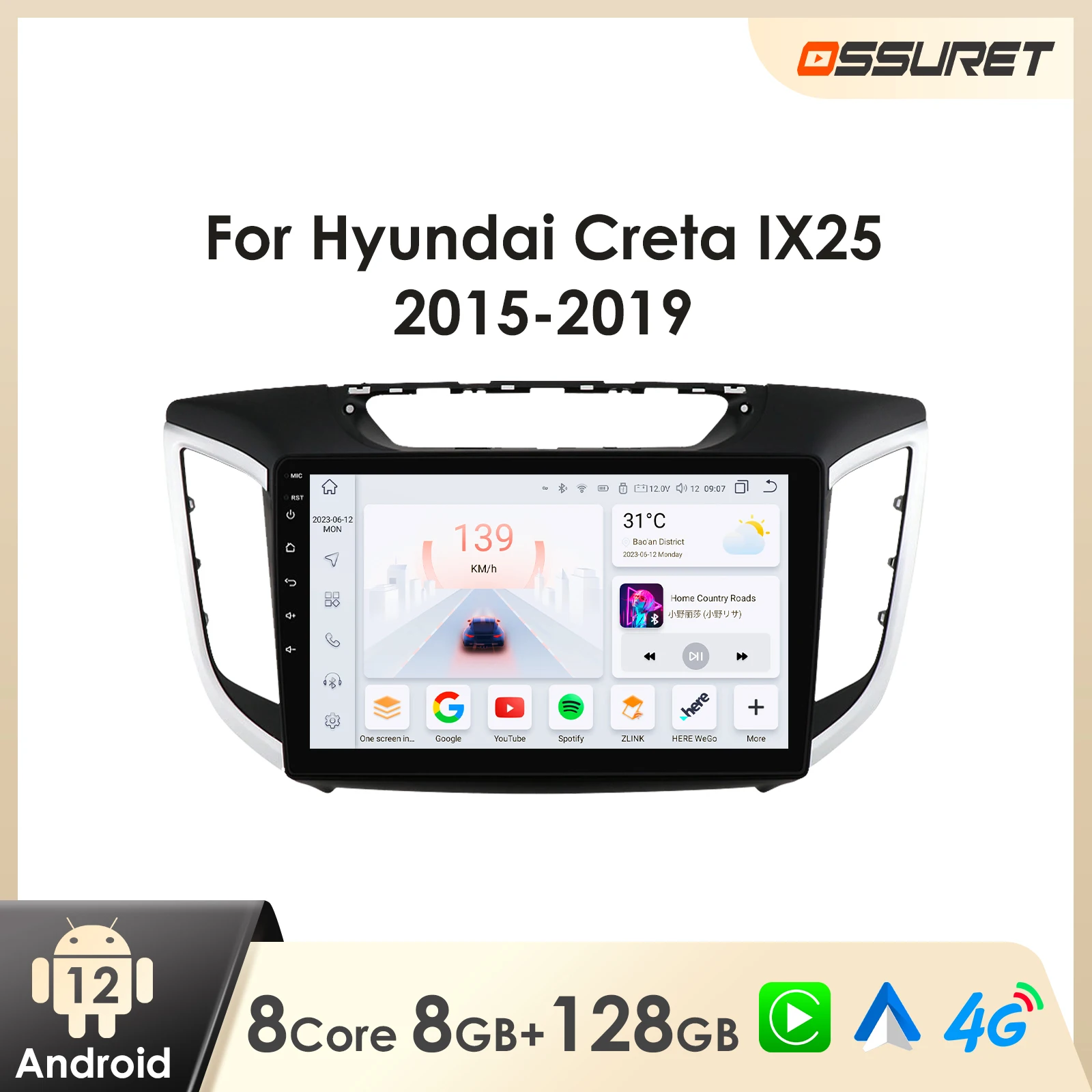 Car Radio Android for Hyundai Creta IX25 2015 2016 2017 2018 2019 Carplay Android Auto Multimedia 7862 Intelligent Player WiFi