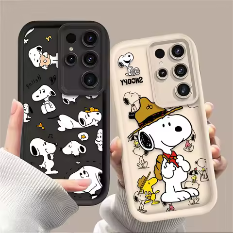 Cute Cartoon S-Snoopys Case For Samsung Galaxy S24 S23 S25 Ultra S22 S21 Plus FE A56 A36 A26 A16 A06 A15 A25 A35 A55 5G Cover