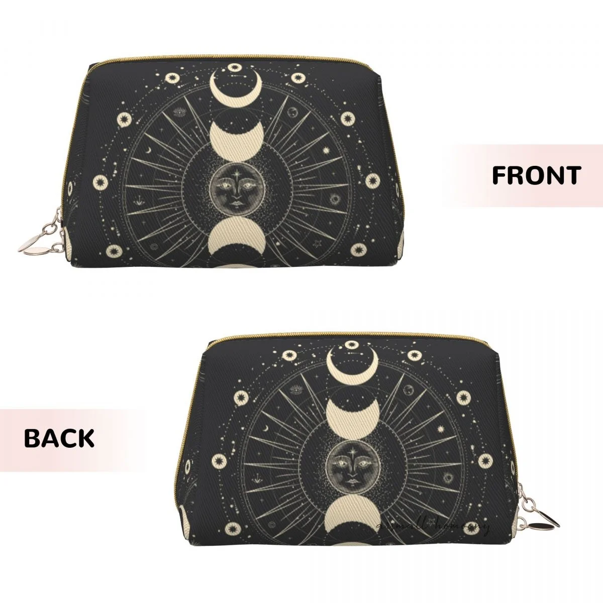 Moon Star Mystic Sun Large Capacity Durable Corduroy Travel Cosmetic Bag with Waterproof Lining