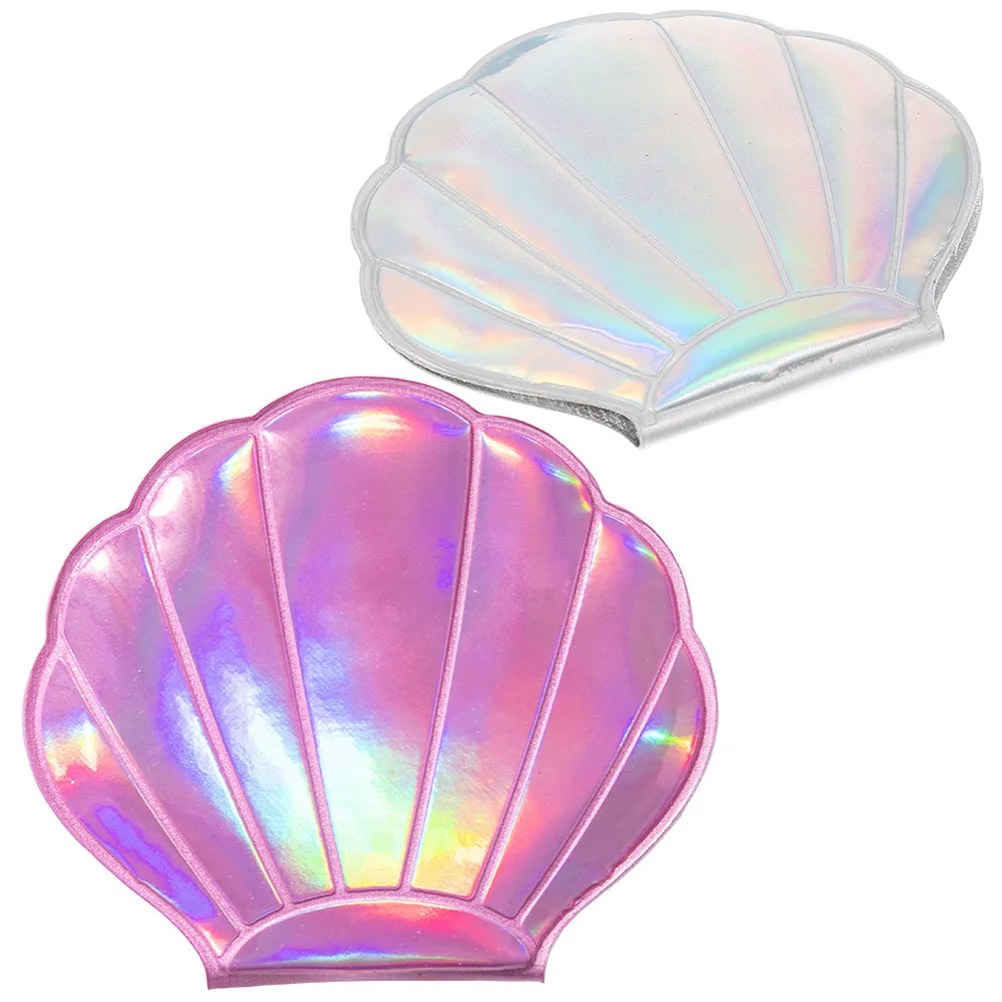

2Pcs Portable Compact Makeup Mirror Seashell Shape Small Pocket Mirror for Travel Purse Use Small Hand Mirrors