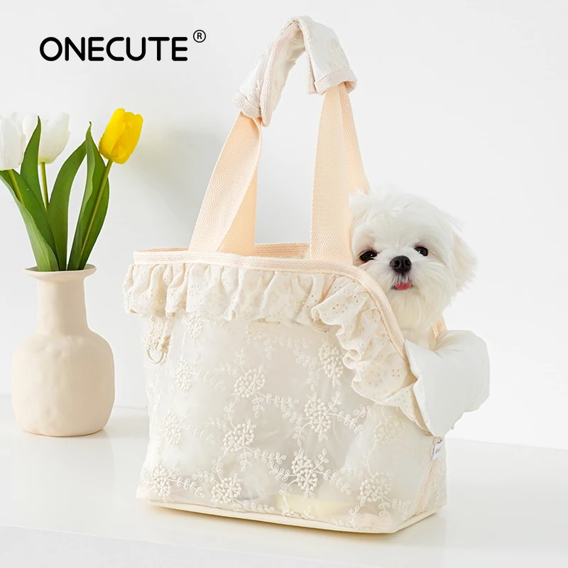 

Summer Pet Outing Portable Breathable Shoulder Bag Teddy Small Dog Dog Backpack Lace Tote Cat Bag Pet Travelling Supplies