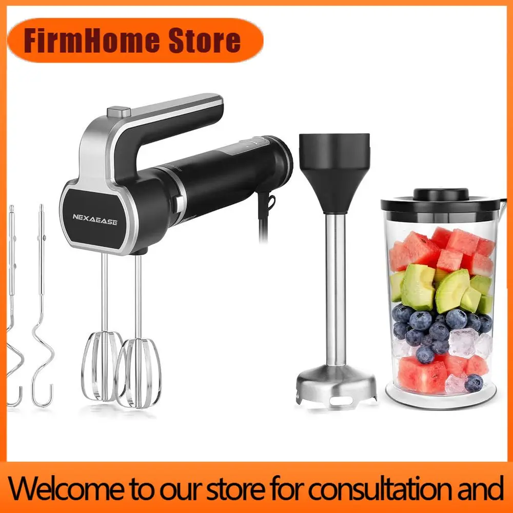 Погружной блендер FirmHome Store с насадкой-венчиком, венчиком-миксером и чашей для смешивания - портативный электрический миксер для кухни, смузи, детского питания