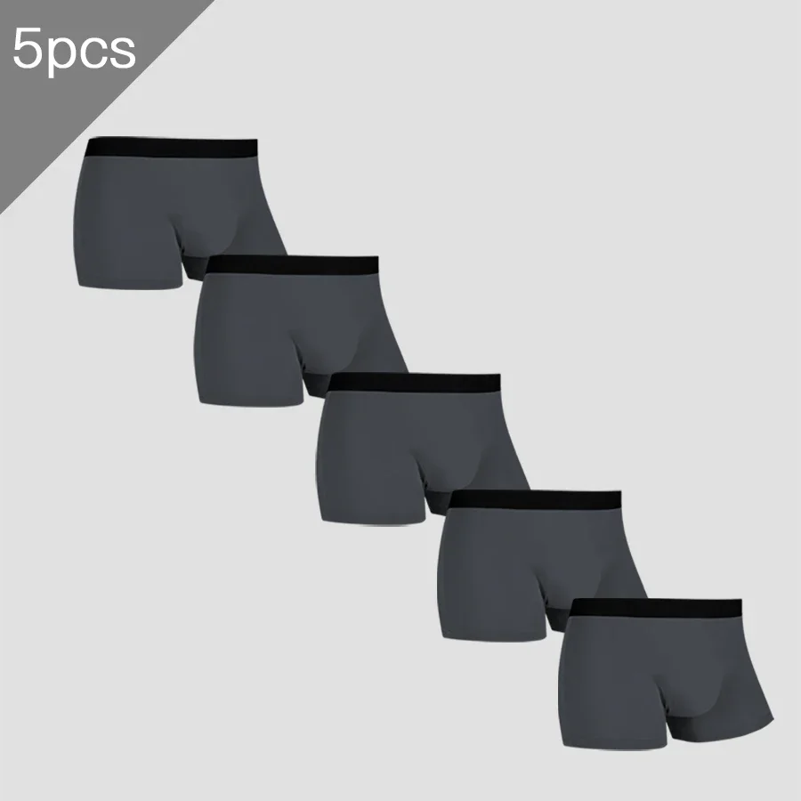 5PCS  Men's ice silk seamless underpants 3D punch bag, cool, breathable, comfortable in summer, flat-angled bottom underpants