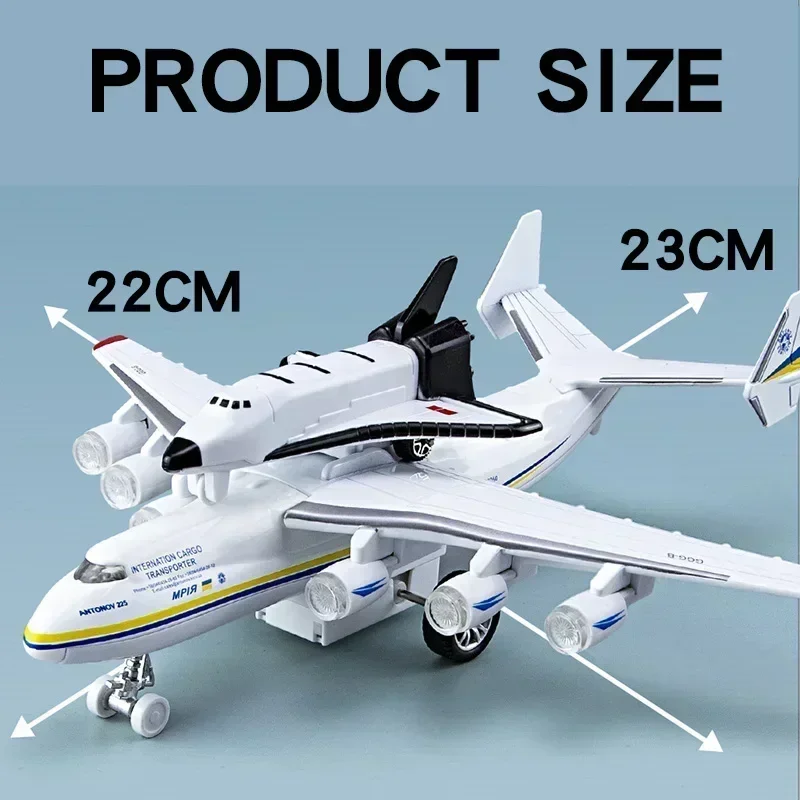 Metallo Soviet Airlines Antonov An-225 Mriya Max Aereo da trasporto Diecast Model Aereo Collezione Suono Luce Giocattolo per bambini