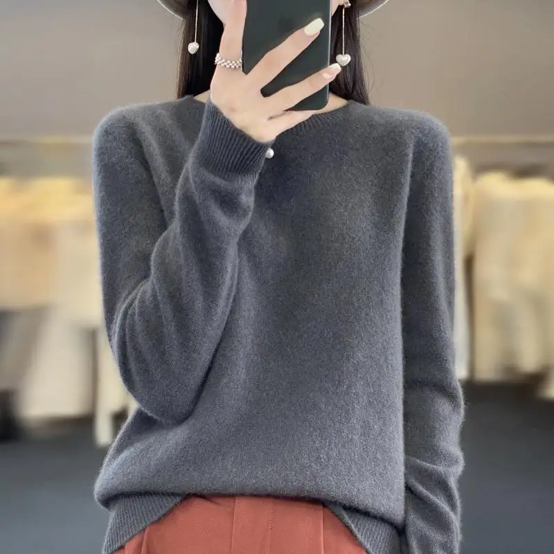 

New Women's Pullover Sweater Jacket Autumn Winter Warm Knitted Wool Sweater Outerwear Female Crew Neck Bottoming Knitted Sweater