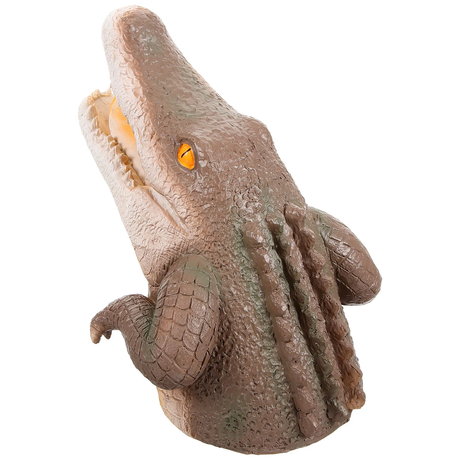 1 قطعة زخرفة رأس التمساح واقعية بركة الحيوان الديكور لحمام السباحة فناء حديقة العائمة رئيس الحيوانات الحرف ديكور #4