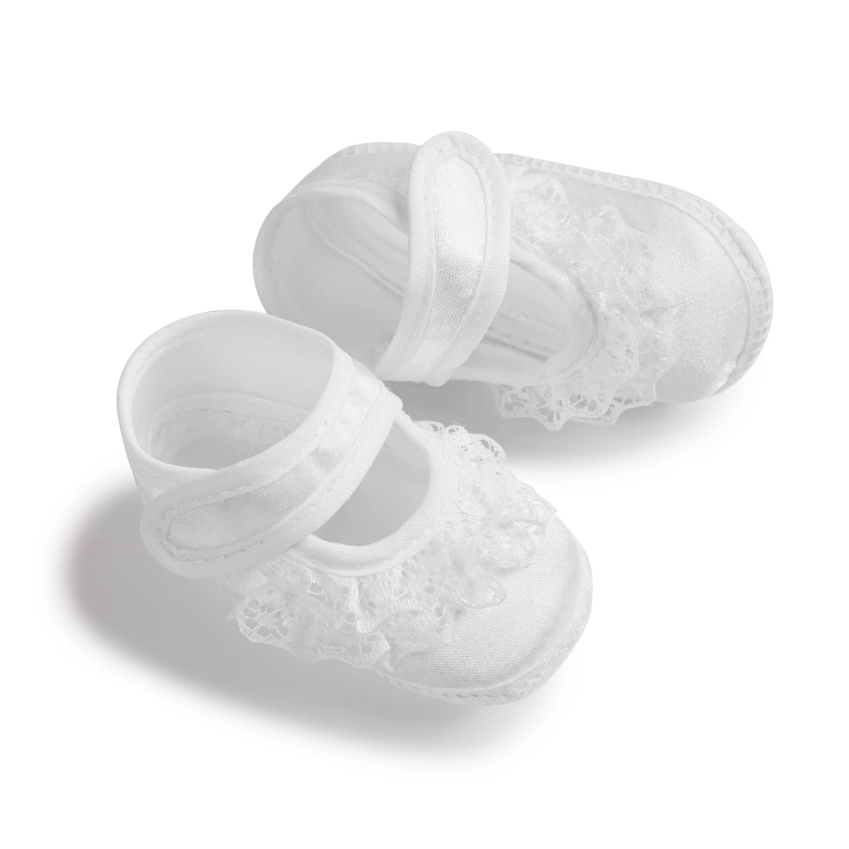 New Pure White Baby Girl Shoes Lace Bowknot Princess Wedding Dress Walking Shoes Toddler Lightweight Cotton Sole First Walkers
