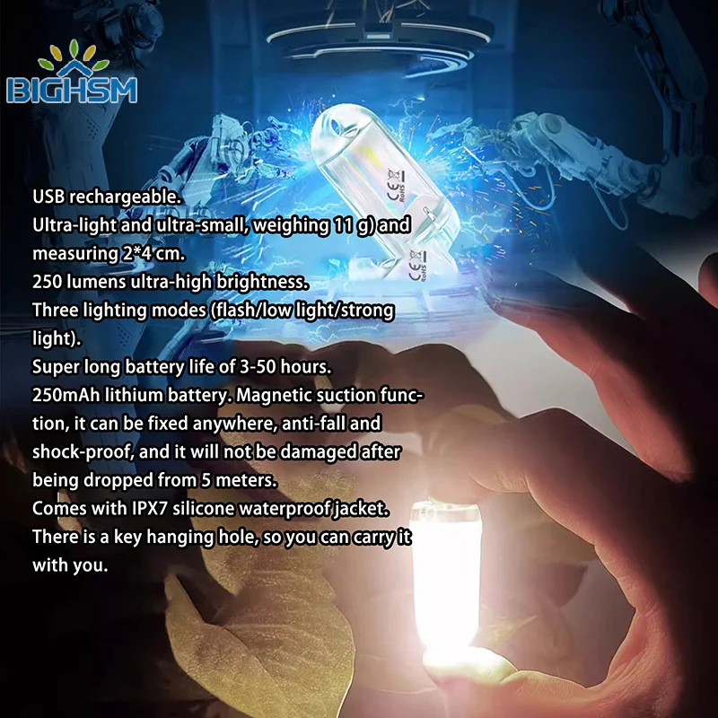Ultra Mini ไฟ LED USB ชาร์จไฟฉายกันน้ําขนาดเล็กความสว่างสูงพวงกุญแจพ็อกเก็ตสําหรับ Camping Walking