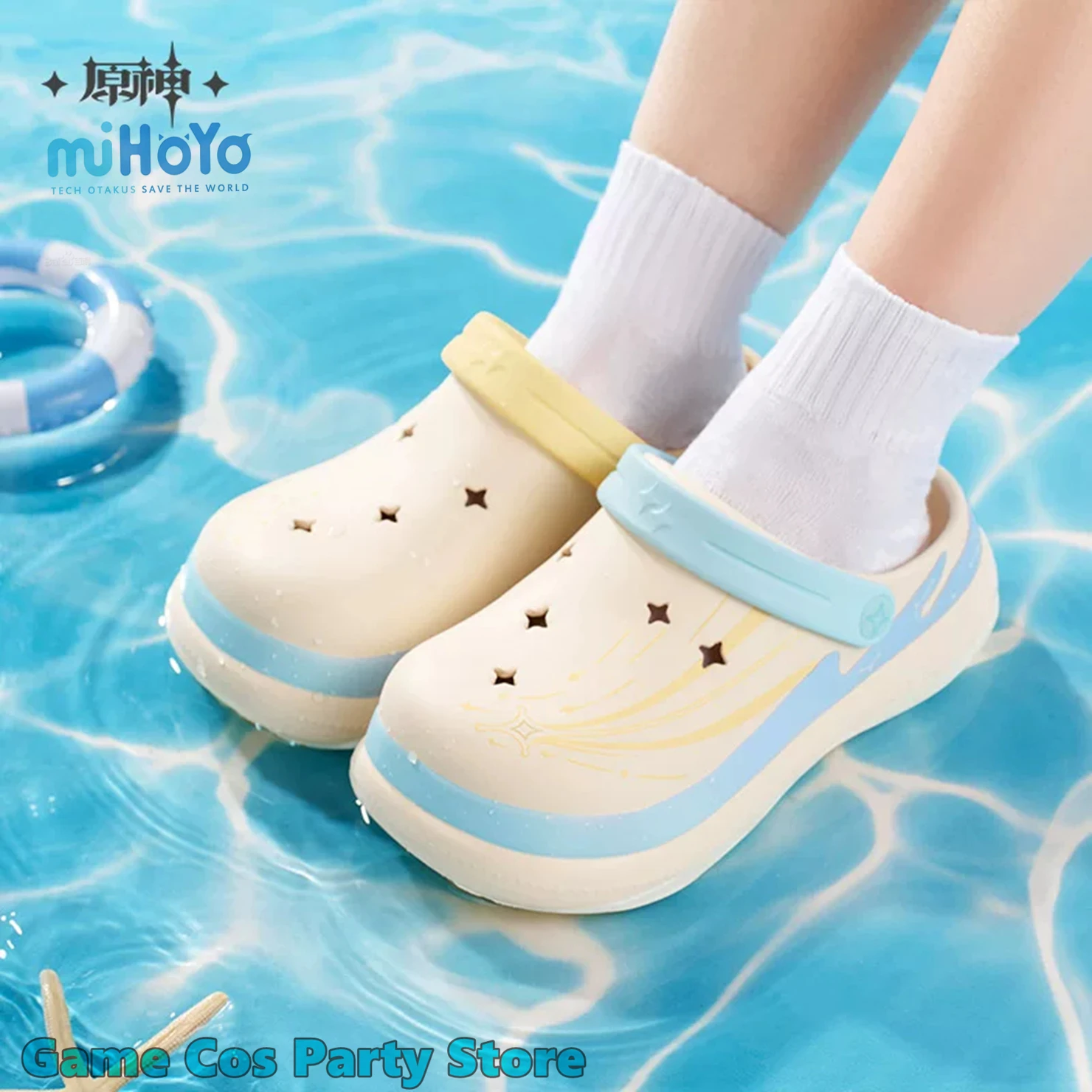 [Genuine] Genshin Impact Midsummer Party EVA Crocs&DIY Accessories Furina Kinich Klee Sandals Wriothesley Shoes Cosplay Prop