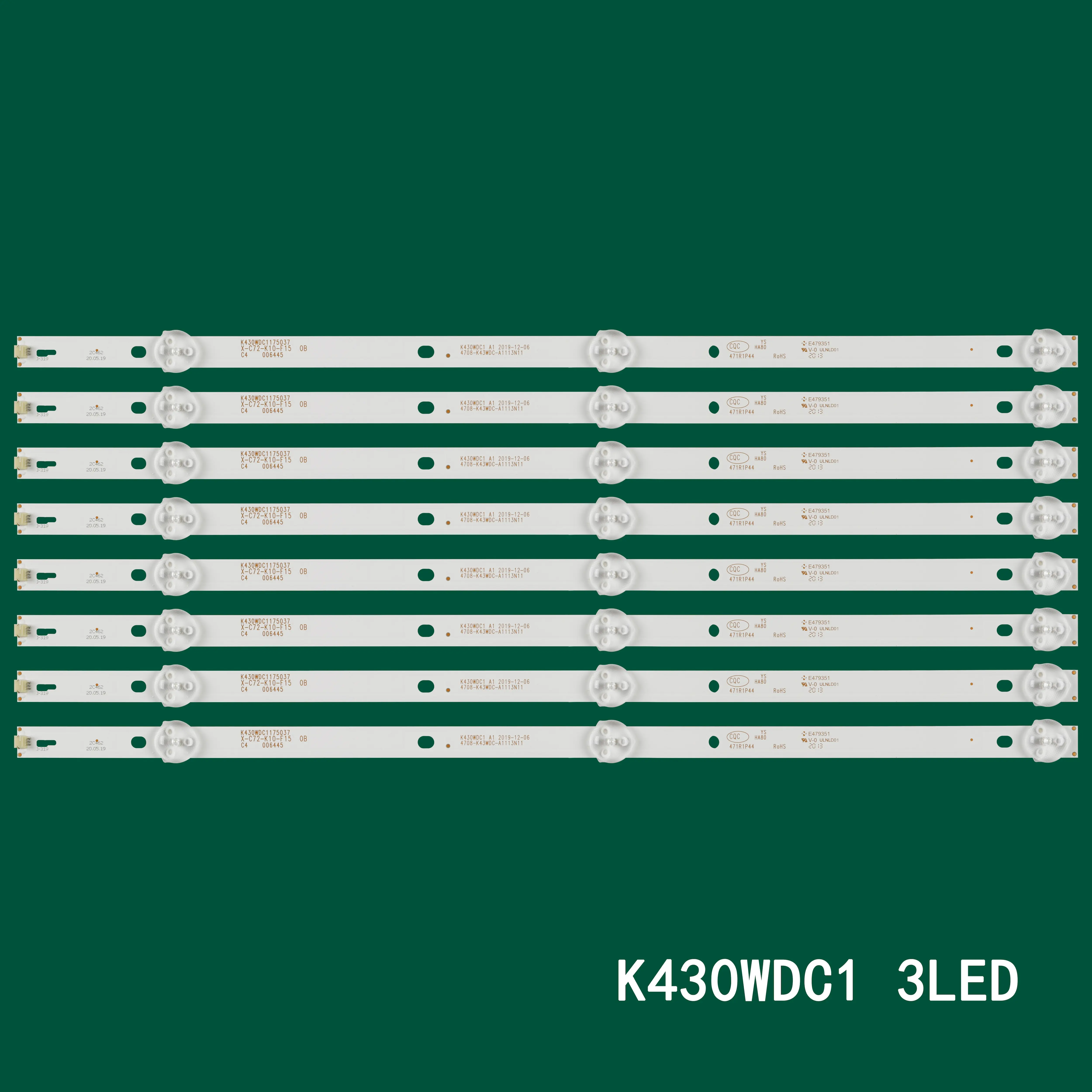 LED backlight strip for 43PFF3012/T3 43PFF5012/T3 43PFS4012/12 43PFS4062/60 43PUH6002/96 LE43E6850 SVK430AK1_WICOP_3LED_REV03