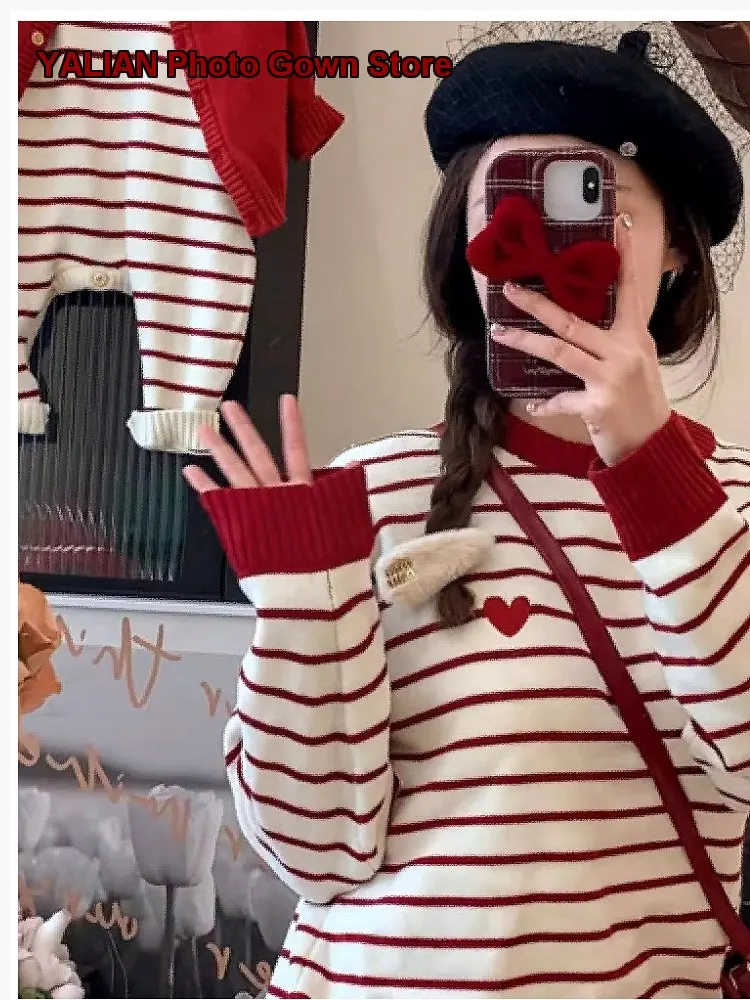 Family Matching Outfit Baby Mom Kids Love Pattern Knit Top Solid Color