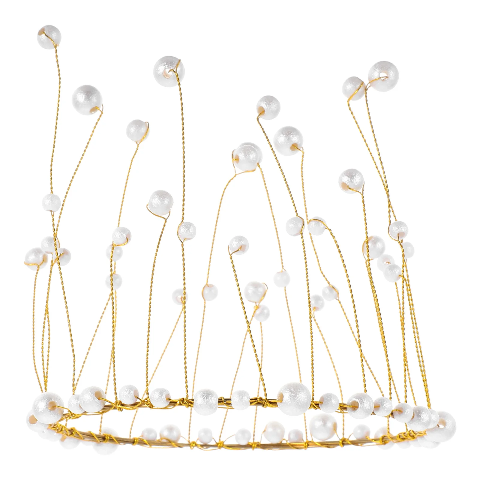 إكسسوارات تزيين الكيك على شكل تاج لؤلؤي نابض بالحياة مناسبة لحفلات الزفاف وأعياد الميلاد وتاج الكيك