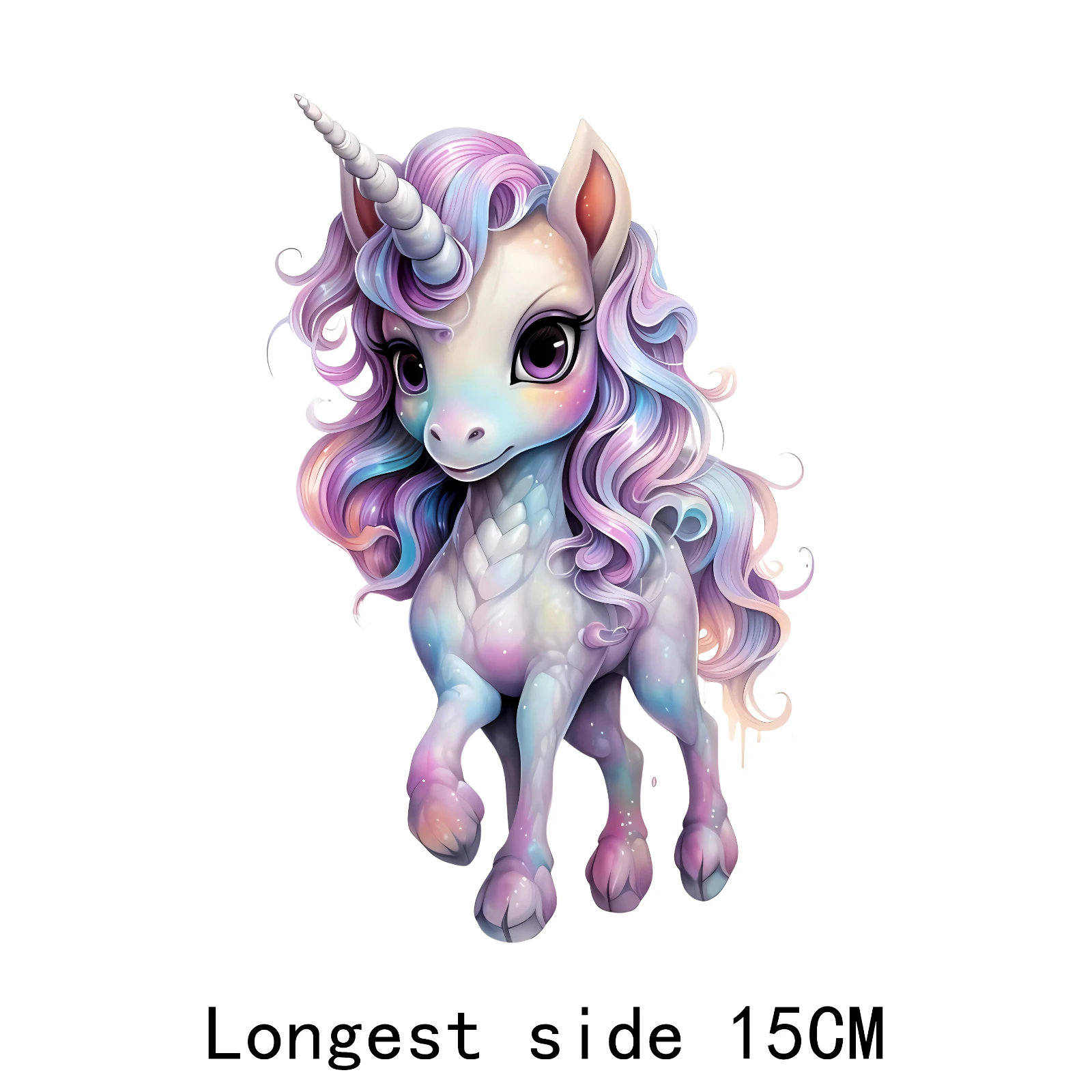 15CM Cartoon Cute Unicorn Heat Transfer patch for clothing DIY children\'s printing, used for clothing ironing applications