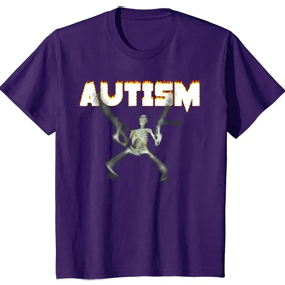 Retro Autism Skeleton Funny Men Women T-Shirt Neurodivergent Autism Awareness Support Graphic Tee Halloween Gifts Men Clothes