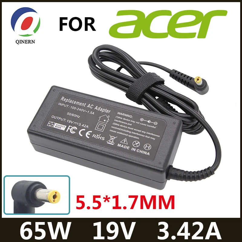 

19V 3.42A 65W 5.5*1.7mm AC Laptop Charger Adapter For Acer Aspire 5315 5630 5735 5920 5535 5738 6920 6530G 7739Z Power Supply