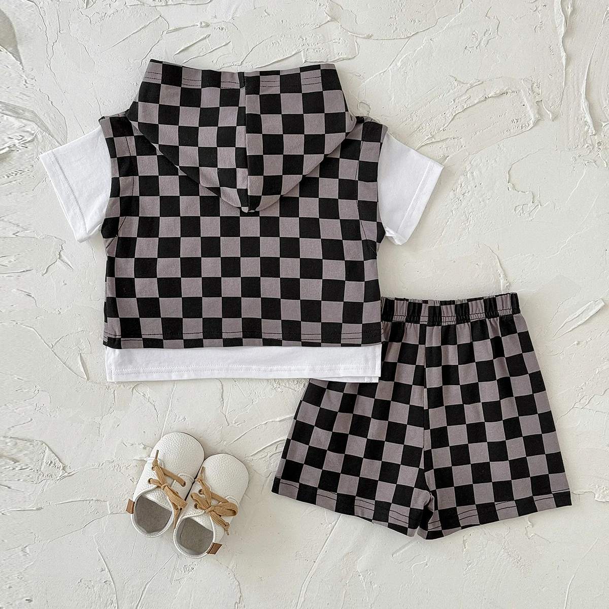 2pcs Baby Clothes Leisure Style Set Infant Cartoon Smiley Face Print Hoodie Top+shorts Outfits Retro Trendy Cool Style Children